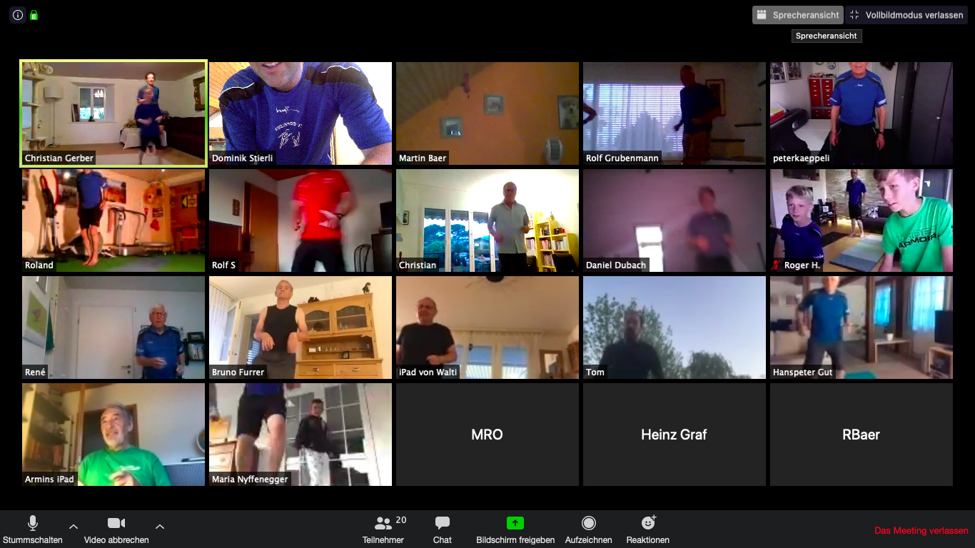 Die Männerriege trainiert wieder – aber nur online
