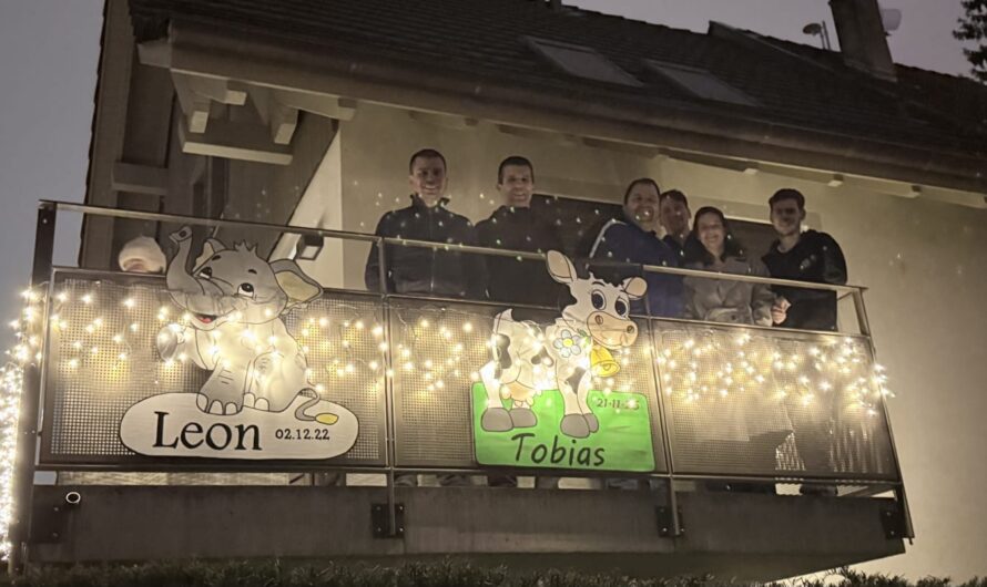 Bäumli stellen aka Tafel aufhängen für Tobias Häberling